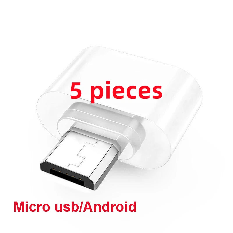 Universal Micro USB / Type-C to USB 2.0 OTG Adapter – 1/2/5 Pack for Phones, Tablets, PCs, OTG Converter Connector