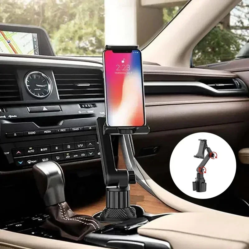 New Car Tablet & Smartphone Cup Holder Mount – 360° Adjustable, 270° Tilt, Triangular Base, RAM Mount Tablet Holder
