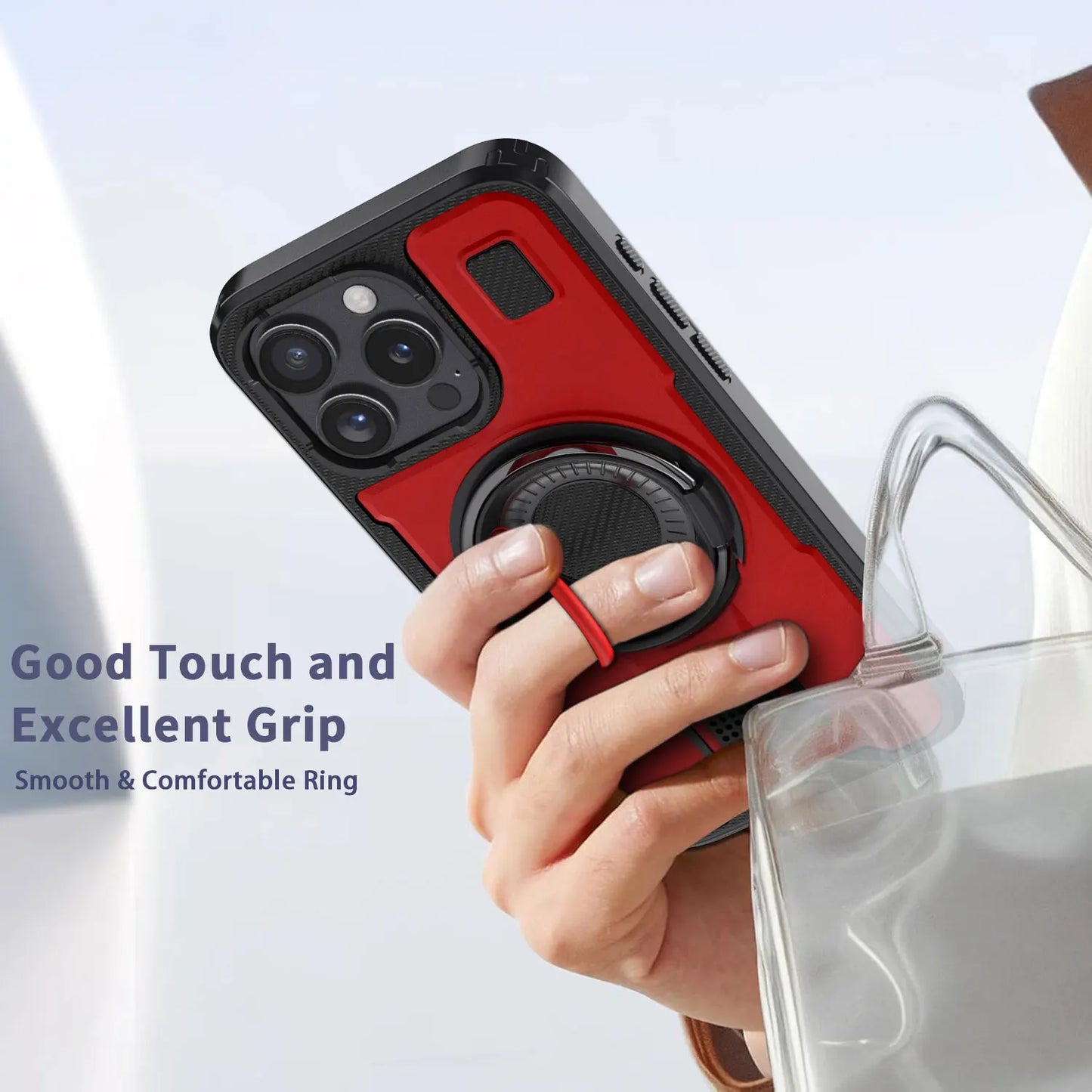 Red Hybrid Shockproof Phone Case for iPhone 16 / 16 Plus / 16 Pro / 16 Pro Max