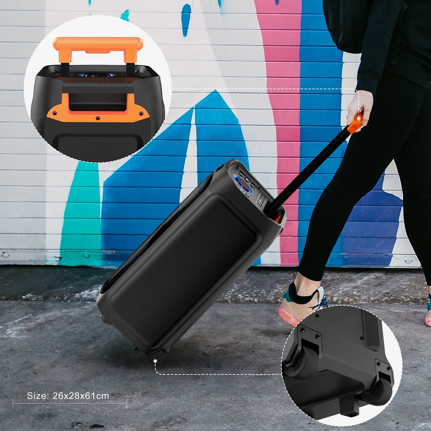 Portable Bluetooth Karaoke Machine with 2 Wireless Microphones