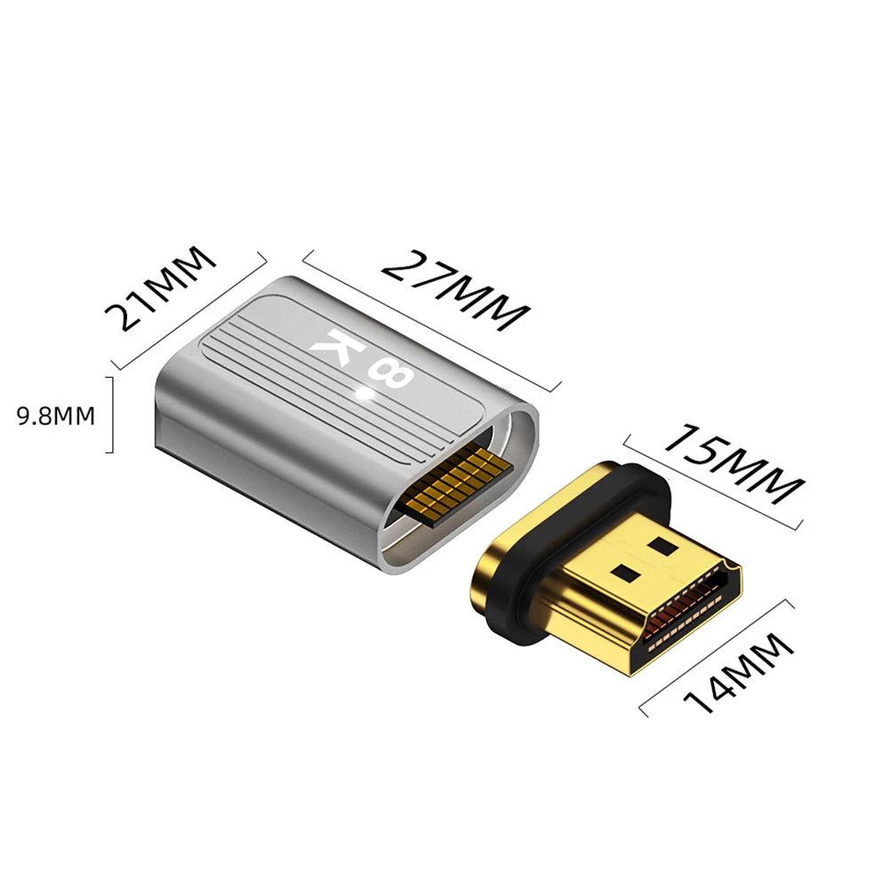8K@60Hz HDMI-Compatible Magnetic Extension Adapter – 48Gbps Fast Charging & Data Converter, Male to Female