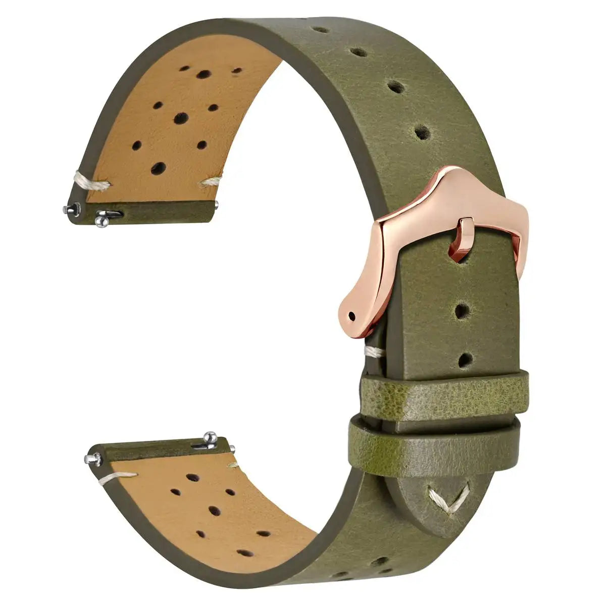 Genuine Leather Watch Bands – 18mm/20mm/22mm Quick Release Vintage Strap for Men & Women, Green/Black/Brown/Blue