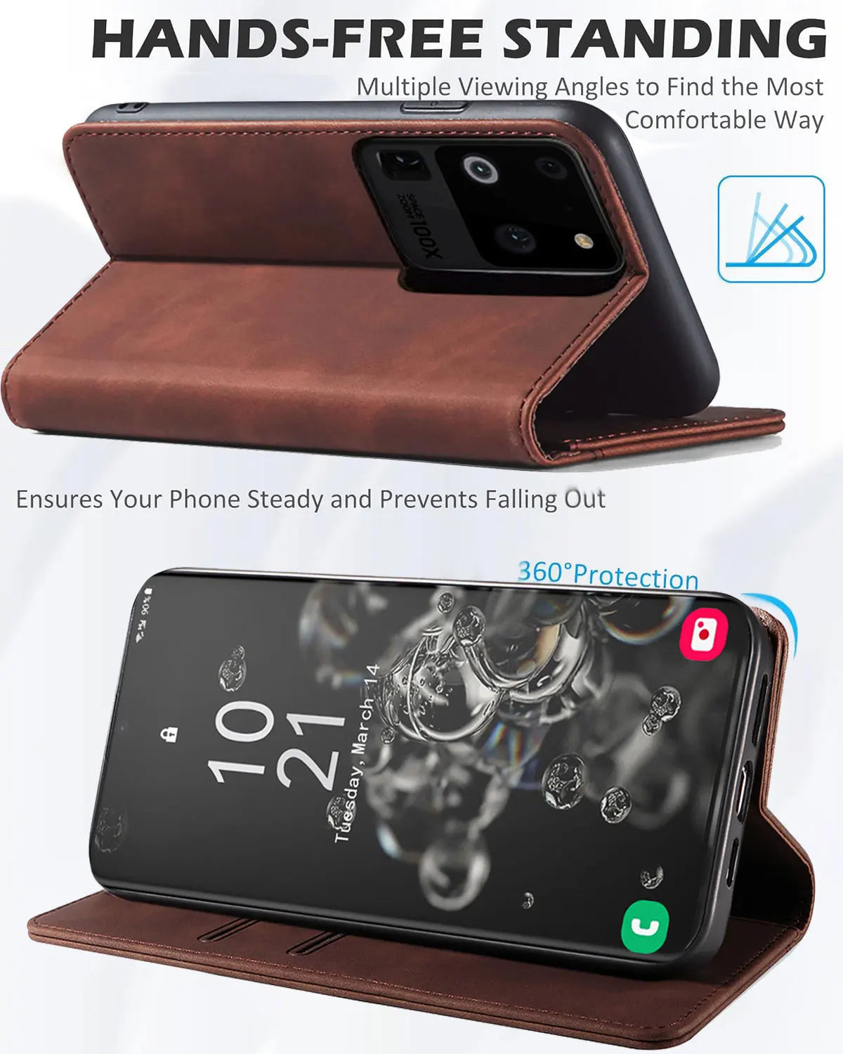 Dark Brown Samsung Galaxy S20 Leather Flip Case