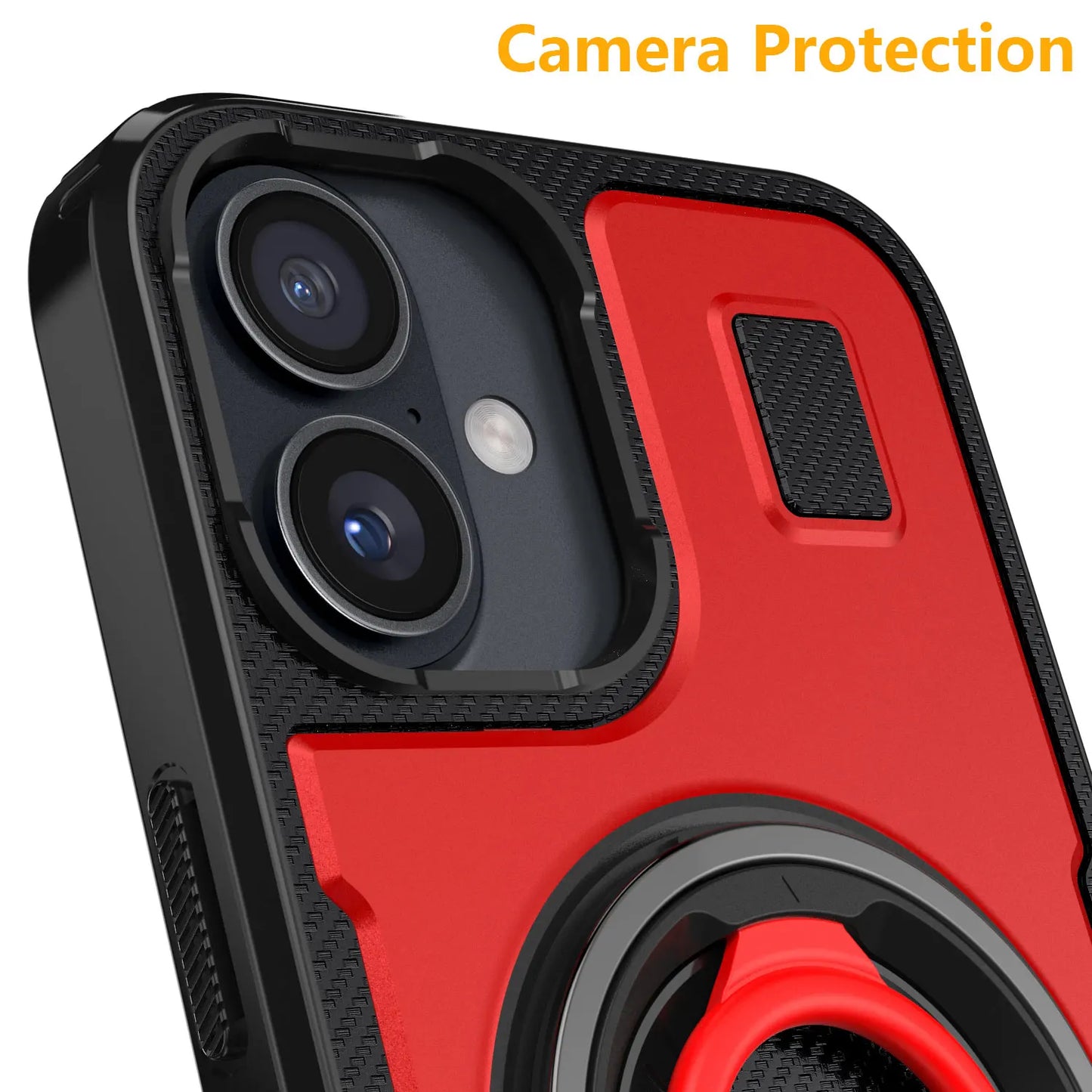 Red Hybrid Shockproof Phone Case for iPhone 16 / 16 Plus / 16 Pro / 16 Pro Max
