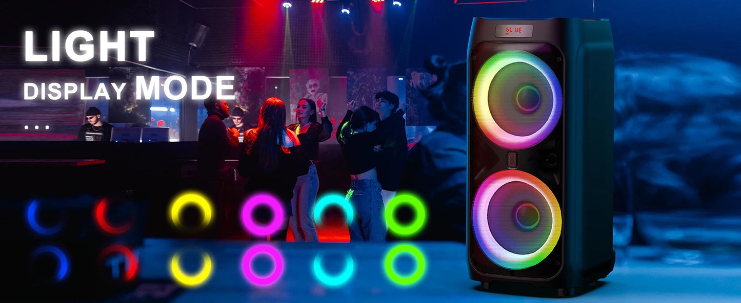 Portable Bluetooth Karaoke Machine with 2 Wireless Microphones