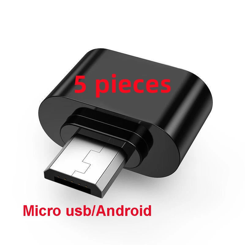 Universal Micro USB / Type-C to USB 2.0 OTG Adapter – 1/2/5 Pack for Phones, Tablets, PCs, OTG Converter Connector