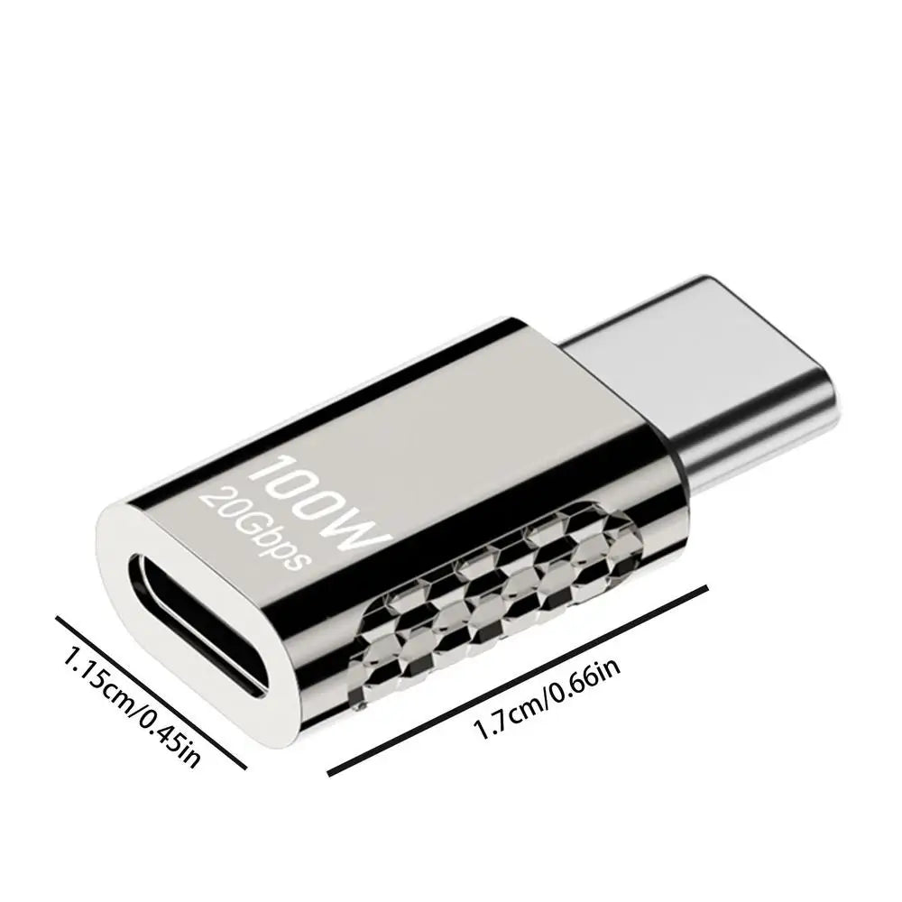 USB-C Straight Angle Adapter Type C Female to Male 20Gbps Fast Data & Charging Converter