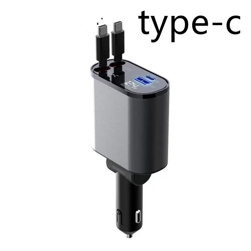 Metal 100W Super Fast Car Charger – USB & Type-C Cigarette Lighter Adapter for Rapid Charging