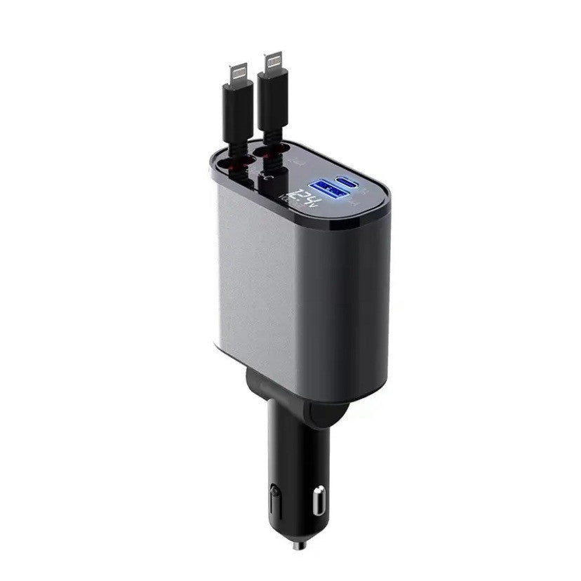 Metal 100W Super Fast Car Charger – USB & Type-C Cigarette Lighter Adapter for Rapid Charging