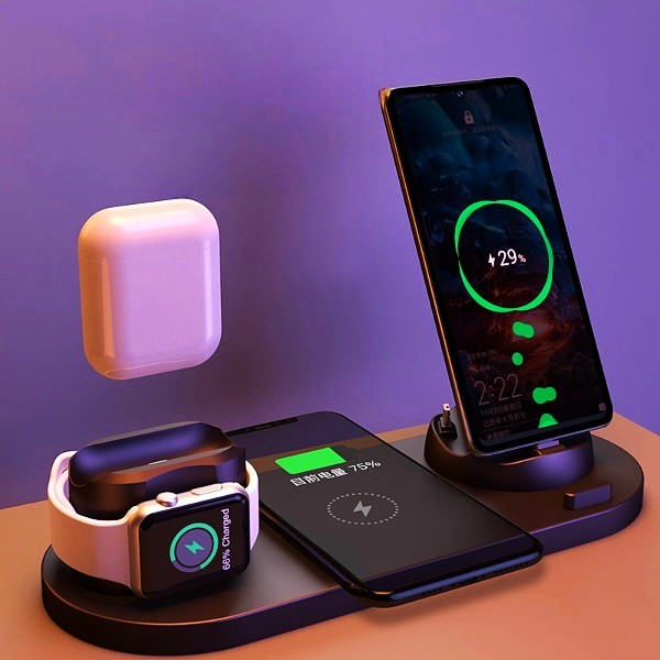 Wireless Charging Dock Station for iPhone & Apple Watch – 6-in-1 Fast Charging Pad for Phones and Devices