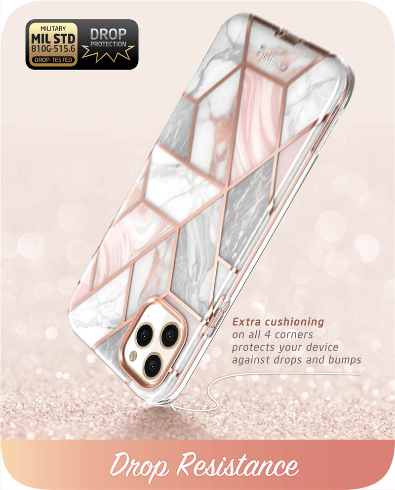 Full-Body Shinning Glitter Marble Bumper Case with Built-in Screen Protector