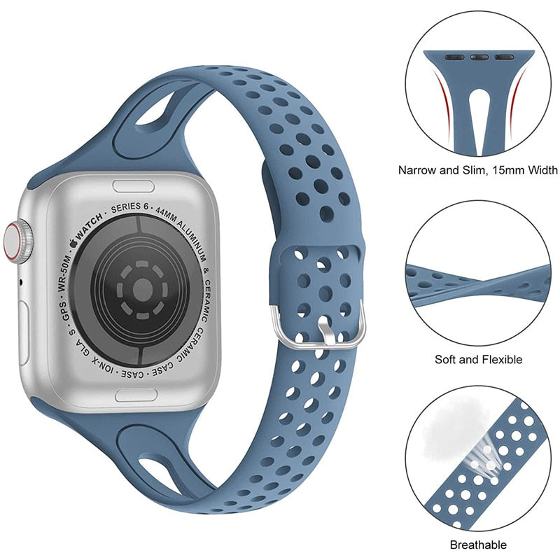 Premium Slim Silicone Bracelet Compatible with Apple Watch