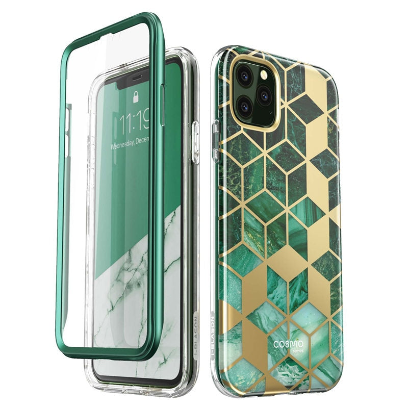 Full-Body Shinning Glitter Marble Bumper Case with Built-in Screen Protector