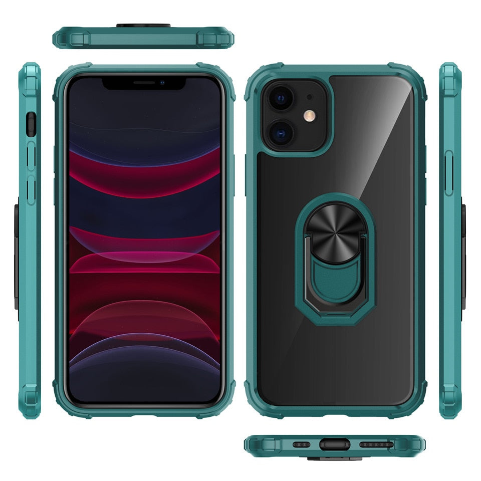 Kickstand Shell Shockproof Magnetic Ring iPhone Case