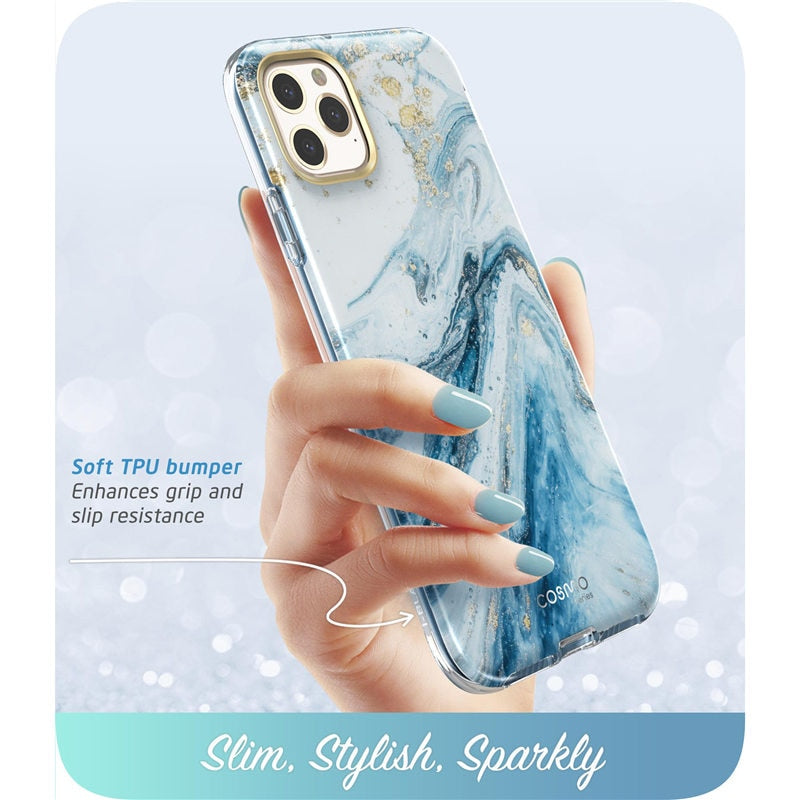 Full-Body Shinning Glitter Marble Bumper Case with Built-in Screen Protector