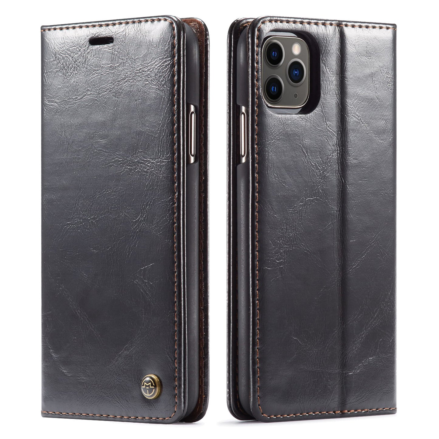 Elegant Leather Magnetic Card Holder Wallet Cover for iPhones