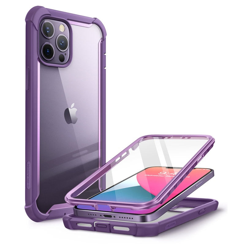 iPhone 12 Pro Max Case 6.7" Full-Body Rugged Clear Bumper Cover with Built-in Screen Protector