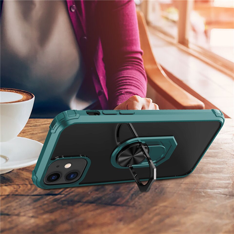 Kickstand Shell Shockproof Magnetic Ring iPhone Case