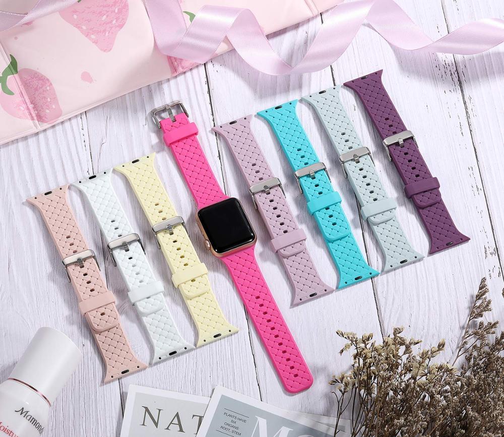 High Quality Silicone Woven Pattern iWatch Bracelet