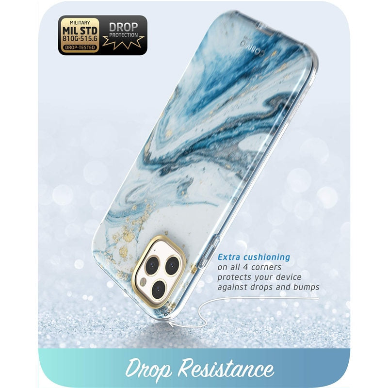 Full-Body Shinning Glitter Marble Bumper Case with Built-in Screen Protector
