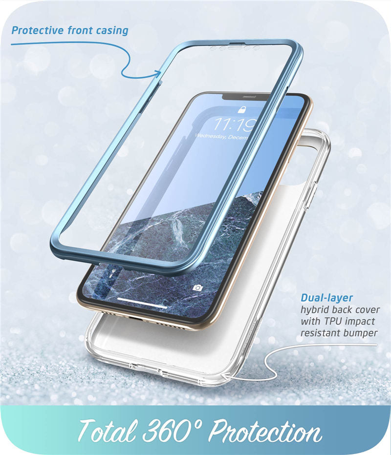 Full-Body Shinning Glitter Marble Bumper Case with Built-in Screen Protector