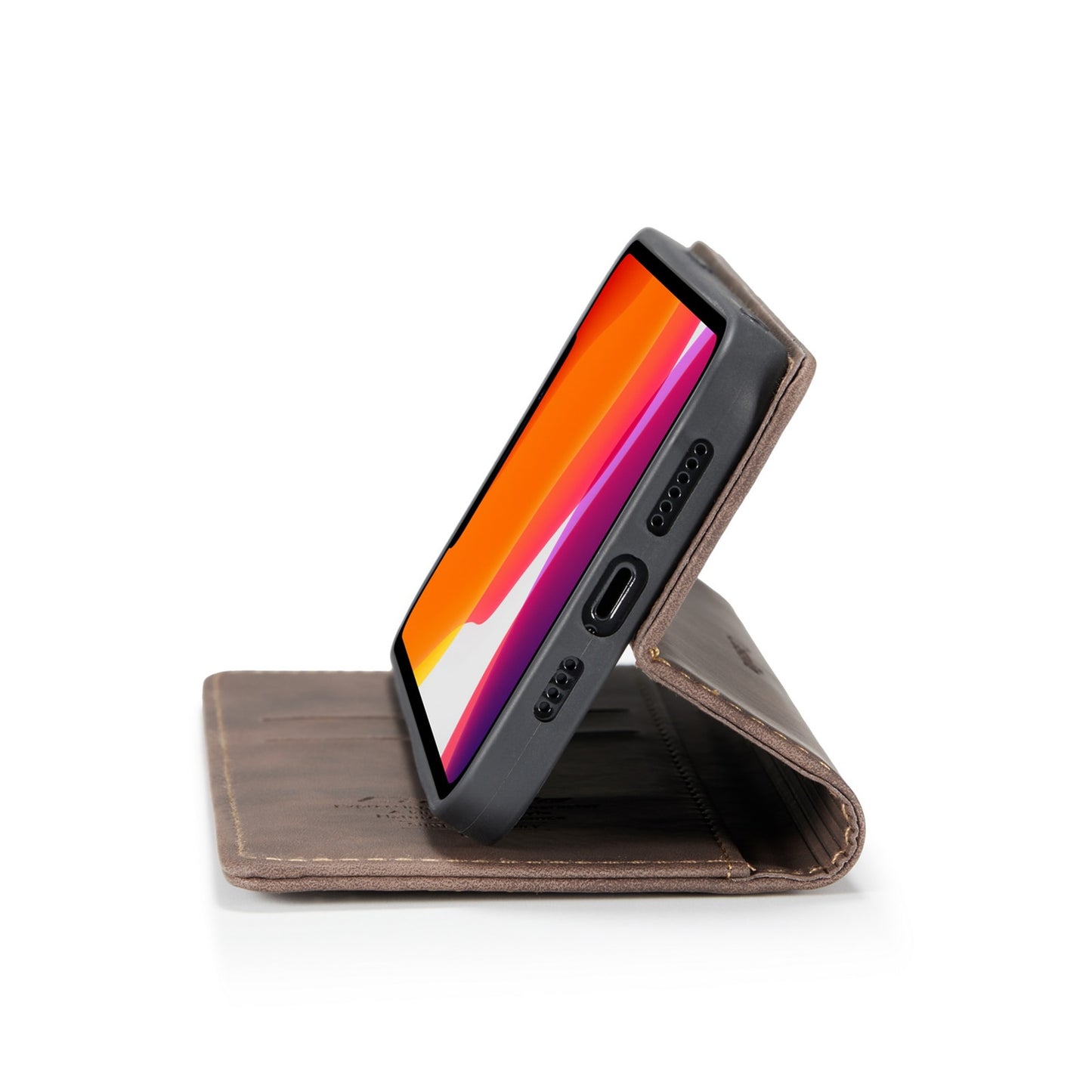 Premium iPhone 14 13 12 Mini Pro Max Case Retro Magnetic Card Leather Wallet.