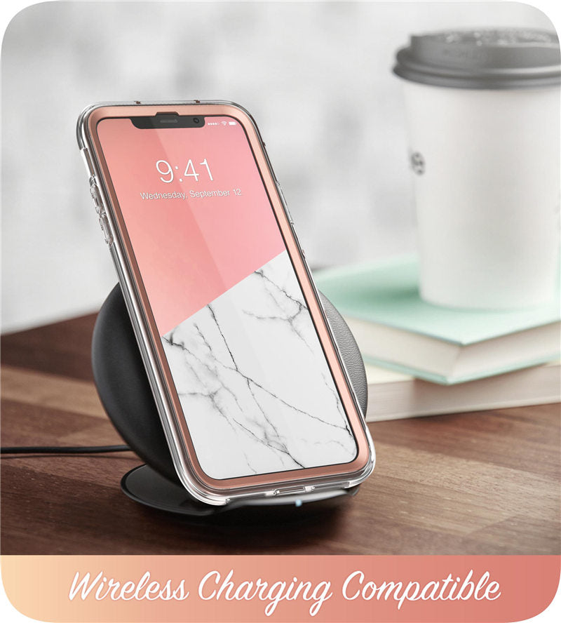 Full-Body Shinning Glitter Marble Bumper Case with Built-in Screen Protector