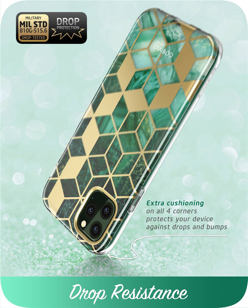 Full-Body Shinning Glitter Marble Bumper Case with Built-in Screen Protector