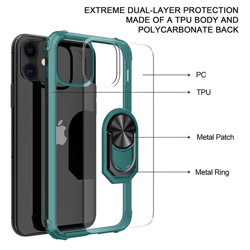 Kickstand Shell Shockproof Magnetic Ring iPhone Case