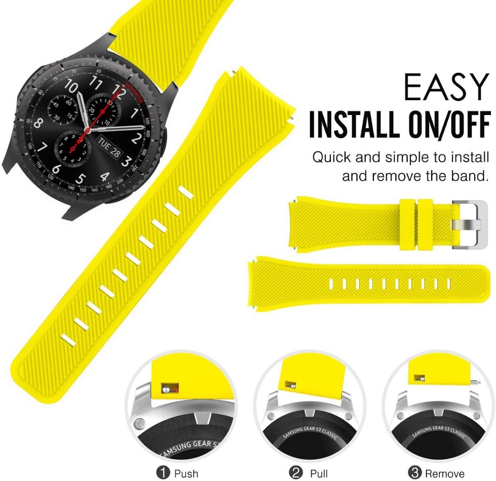 Silicone Watch Band (20/22mm) Huawei, Samsung Galaxy, Gear S3, Amazfit Bip/Active, and Gt 2/2e