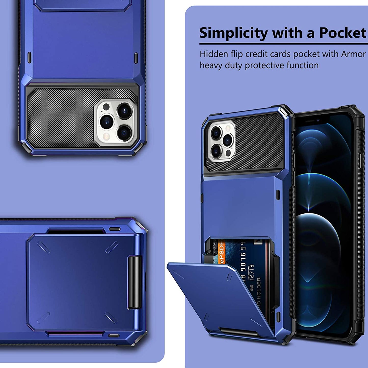 Card Slots Wallet Case Cover Slide Armor Wallet Card Slots Holder.
