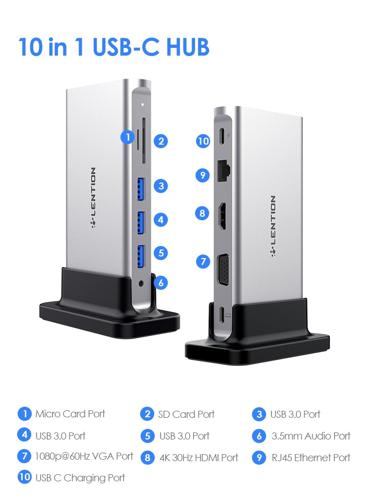 Premium USB Docking Station Type C Surface Dock Splitter