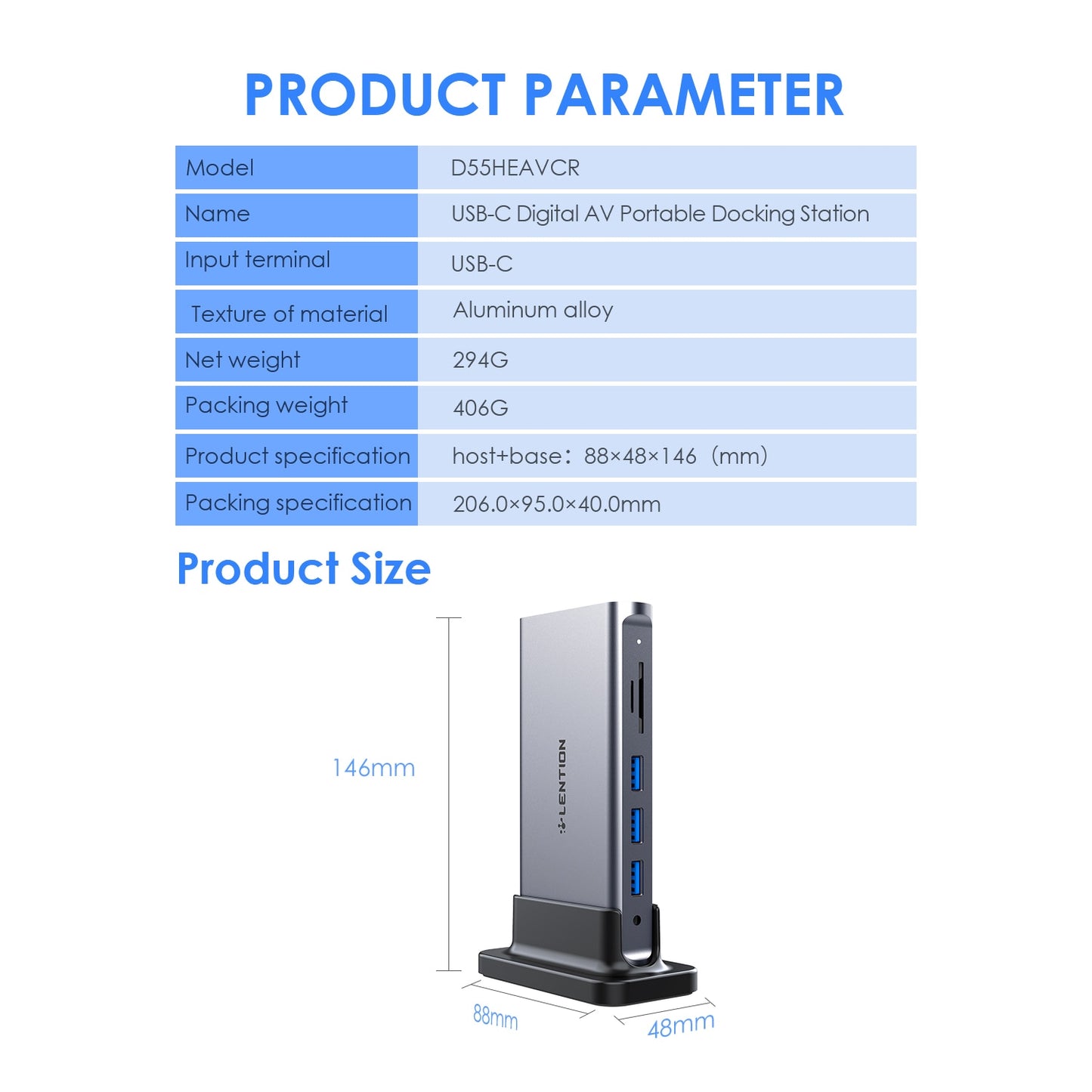 Premium USB Docking Station Type C Surface Dock Splitter