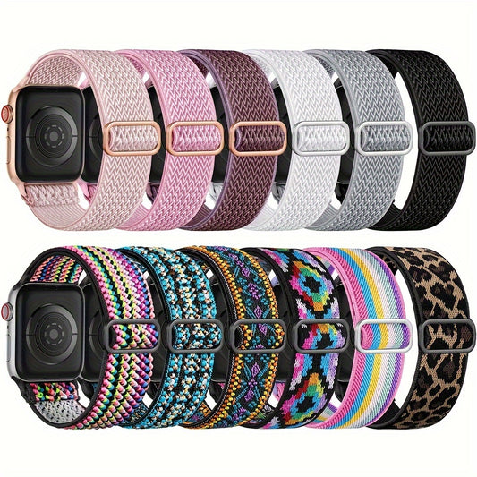 Apple Watch Band 12-Pack – Nylon Stretch Bands for 38–45mm (Series 9 to 1, SE, Ultra2) Compatible with iWatch