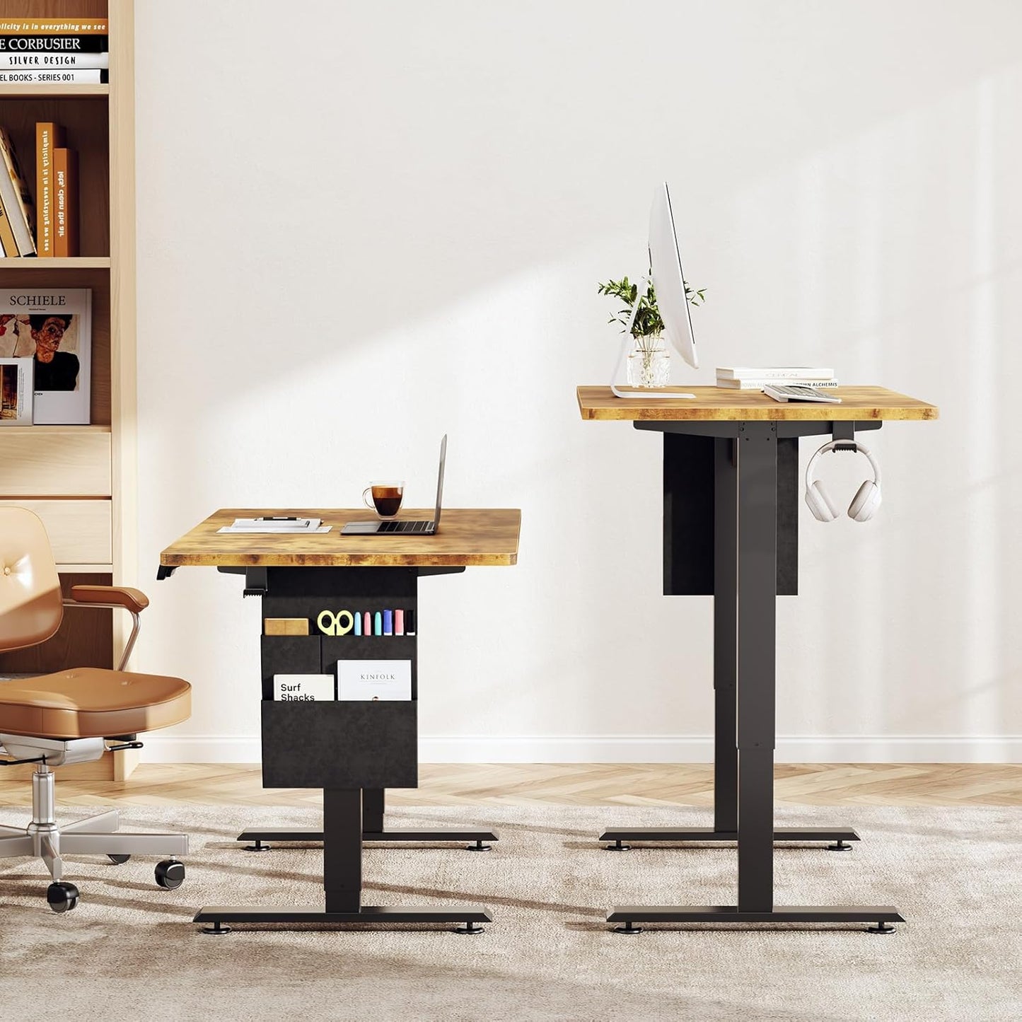 Whole piece 47.2" x 27.6" Standing Desk, 1" Thick, Electric Adjustable Height with Side Storage Pocket
