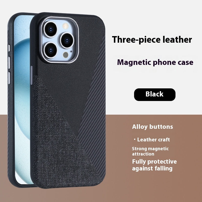 Premium Magnetic Phone Case for iPhones Elegant Three-Pigment Leather Design