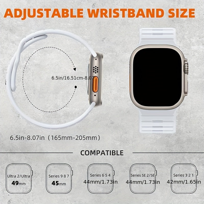 Silicone Loop Watch Band for Apple Watch Ultra 2/Ultra – 49mm/45mm/44mm/42mm, Fits Series 9–1 and SE