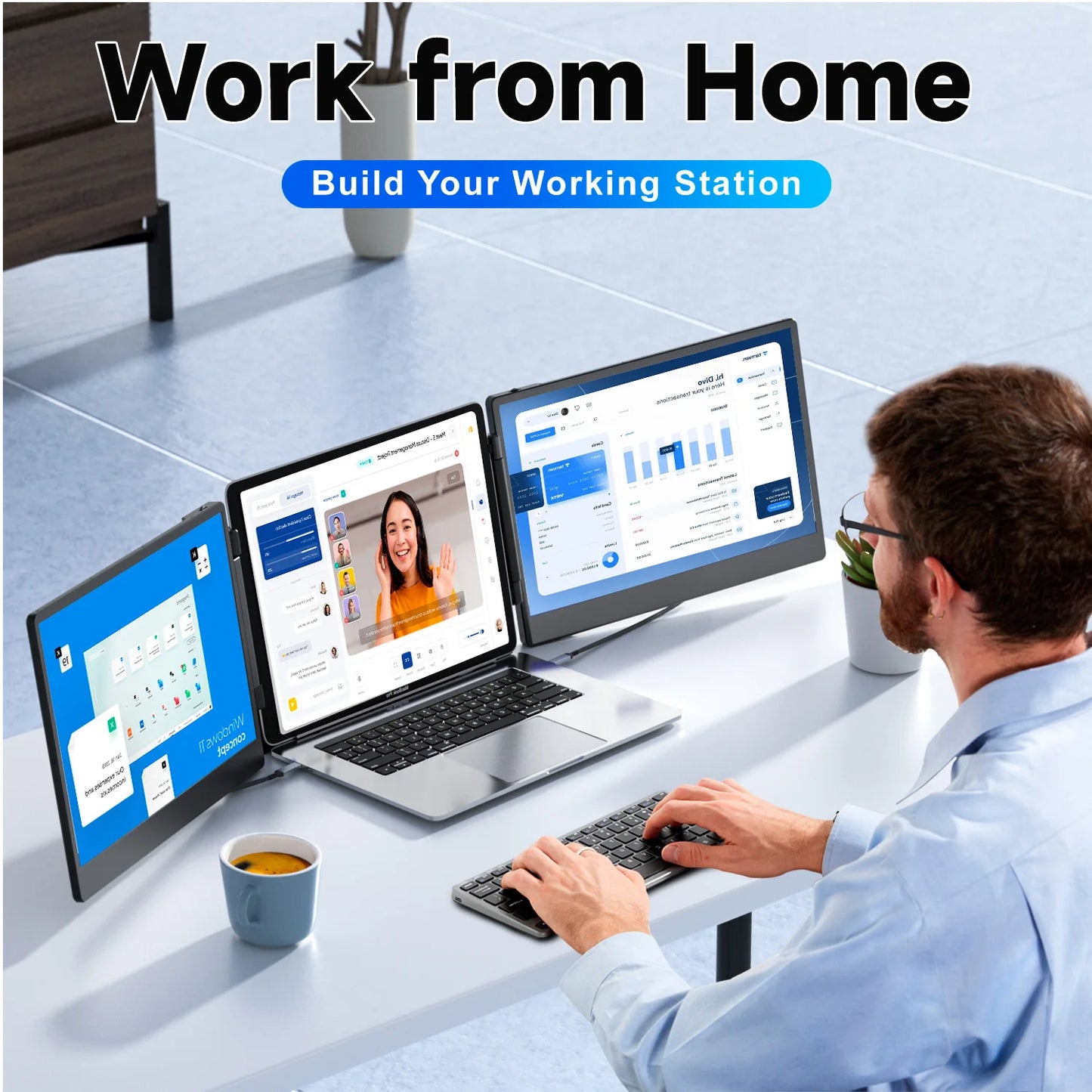 Factory OEM/ODM Portable Laptop Screen – 13-17" Dual 1080P LCD Display, Triple Screen Monitors