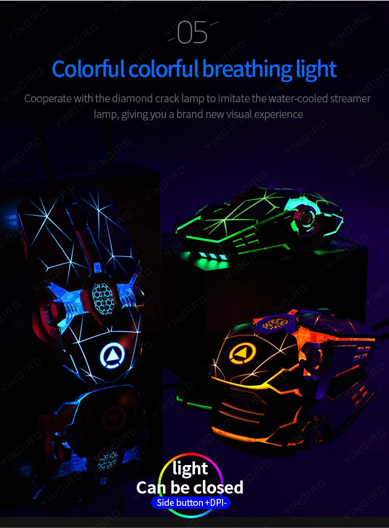 Ergonomic Wired Gaming Mouse — RGB, LED Backlit, 3200dpi, 6-Button, USB, Silent/Mute Mause for PC/Laptop