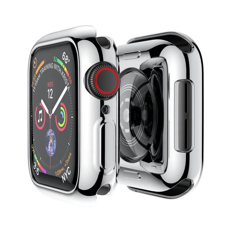 Silicone Bumper Case & Screen Protector for Apple Watch – 44mm/40mm/45mm/41mm/42mm/38mm, iWatch Series 3–9, SE, Non-Slip Guard