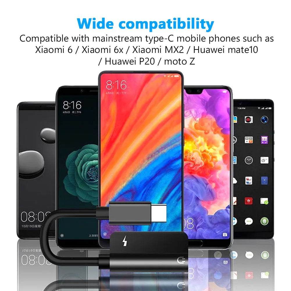Type-C to 3.5mm Audio Converter – 2-in-1 USB-C Splitter for Headphones & AUX, Compatible with Xiaomi, Huawei, P Series