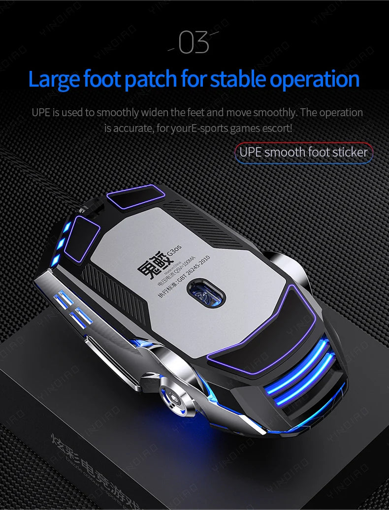 Ergonomic Wired Gaming Mouse — RGB, LED Backlit, 3200dpi, 6-Button, USB, Silent/Mute Mause for PC/Laptop