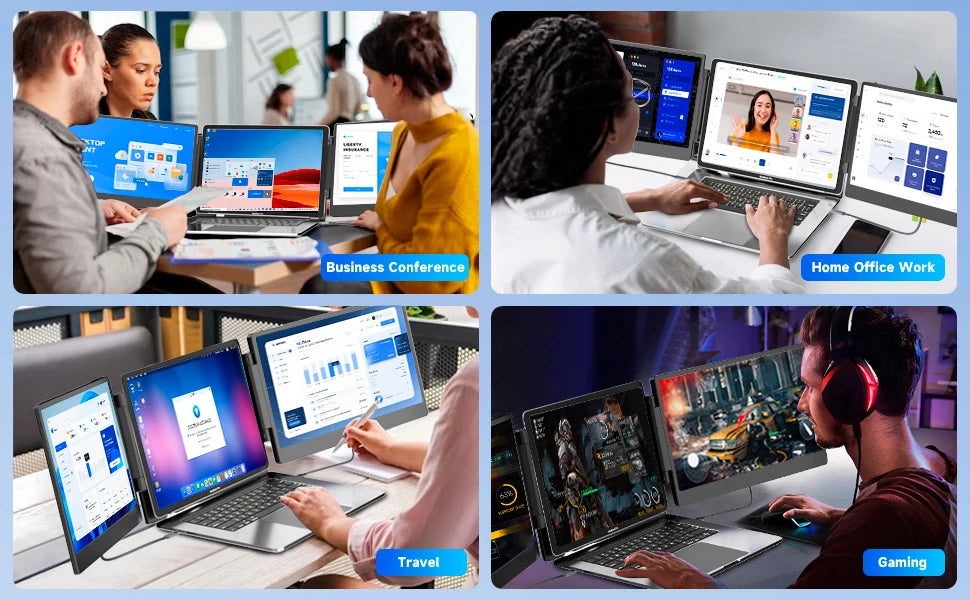 Factory OEM/ODM Portable Laptop Screen – 13-17" Dual 1080P LCD Display, Triple Screen Monitors