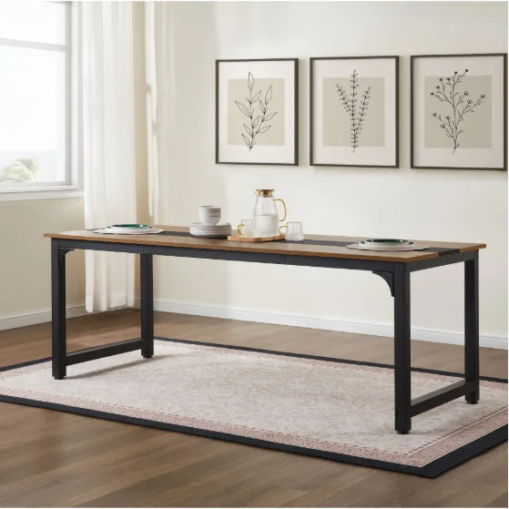 Modern Simple 79.5 Inch Large Office and Home Study Wooden Computer Desk with Metal Frame for Gaming and Writing-FCJ