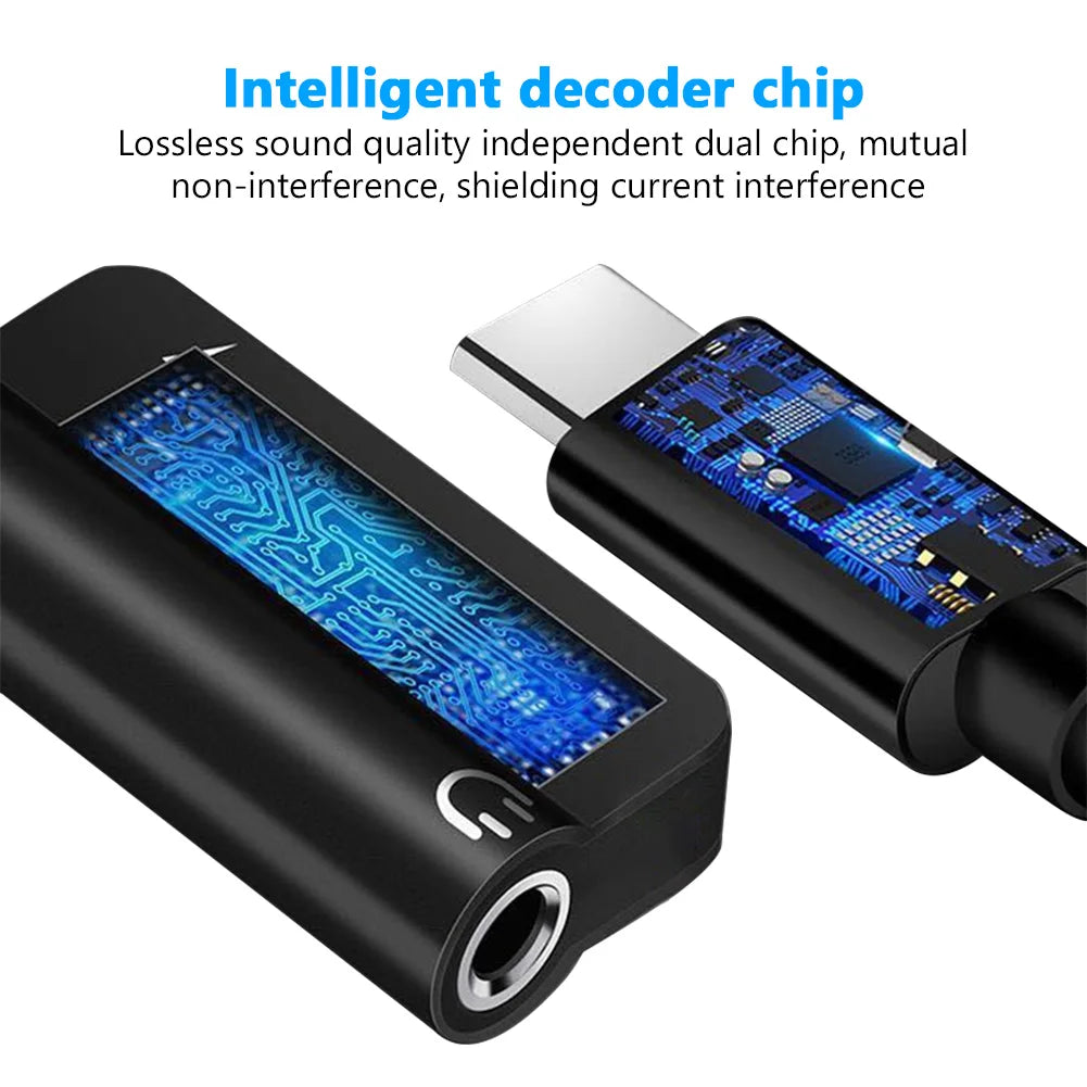 Type-C to 3.5mm Audio Converter – 2-in-1 USB-C Splitter for Headphones & AUX, Compatible with Xiaomi, Huawei, P Series