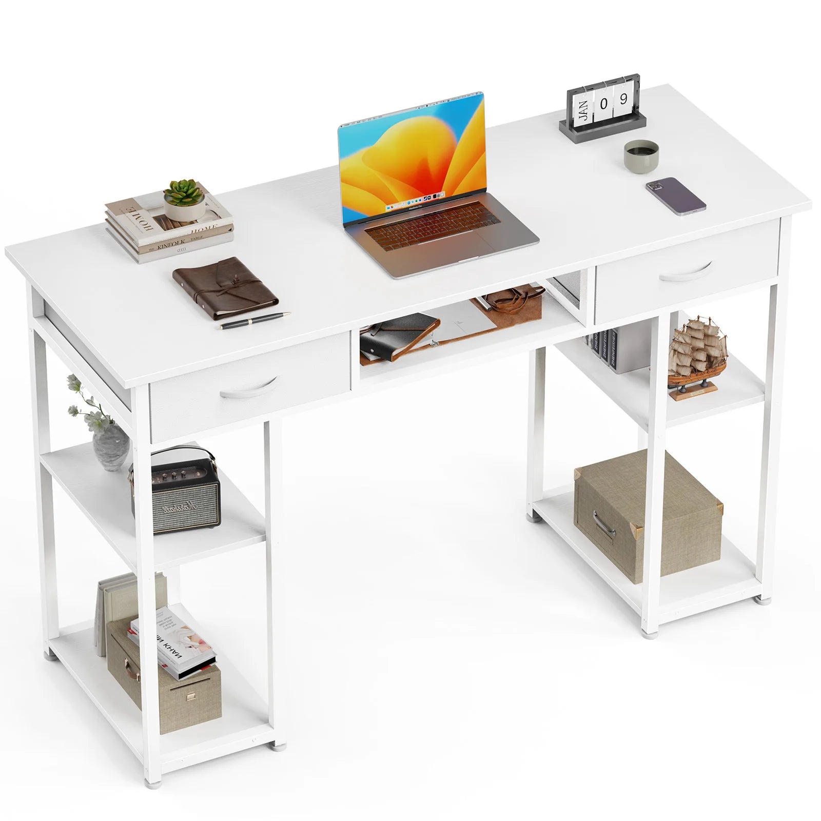 Wooden & Metal Convertible Desk – Small-Space Computer Table for Home Office/Bedroom, Writing/Study, Hotel Applications