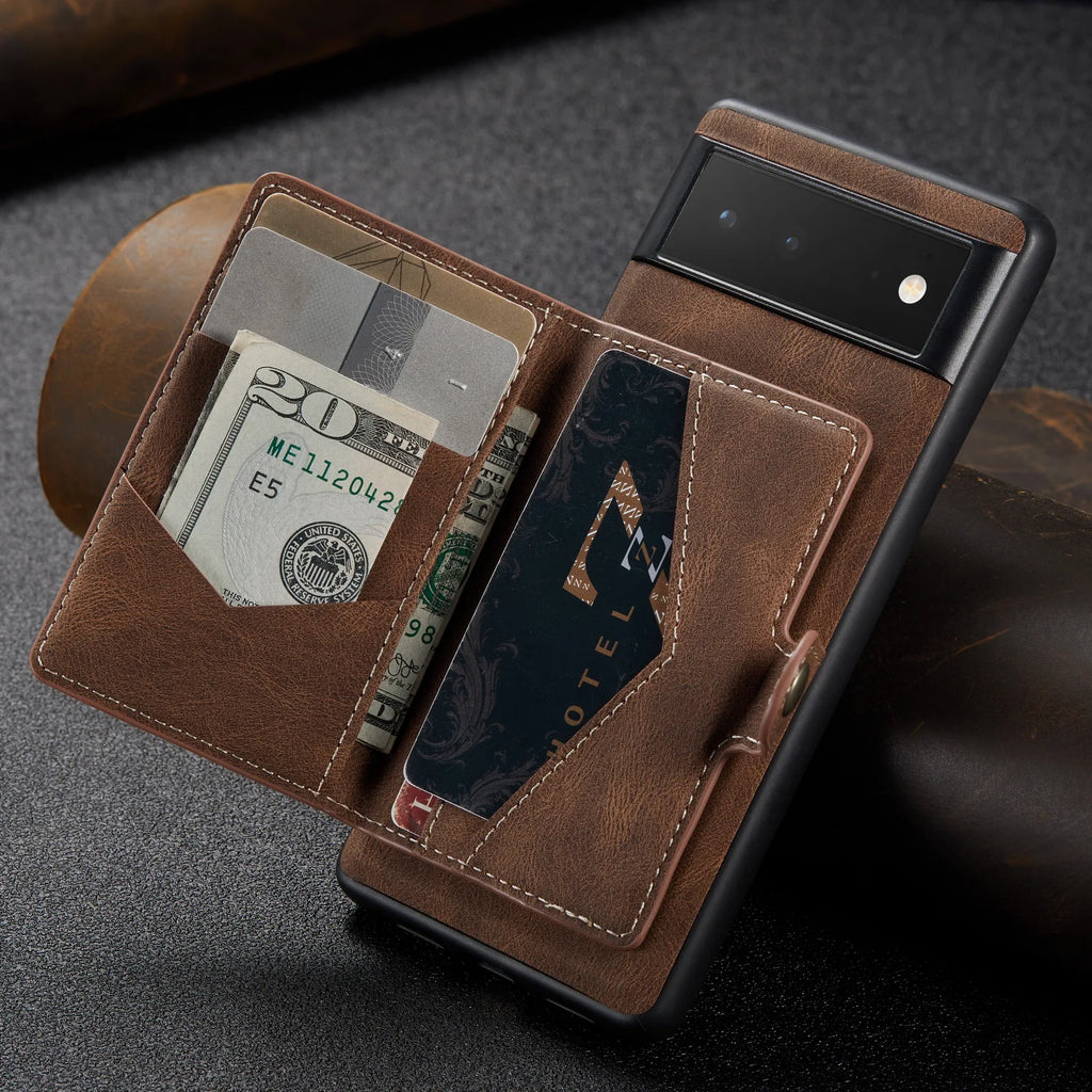 Leather Wallet Case with Card Slot & Magnetic Closure for Google Pixel 7 / 6 Pro, Pixel 6 – Compatible with Pixel 5a / 5G