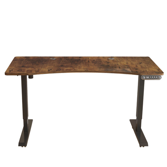 HMS 55 Ergonomic Adjustable Computer Desk – Brown/Black Stylish Office Workspace