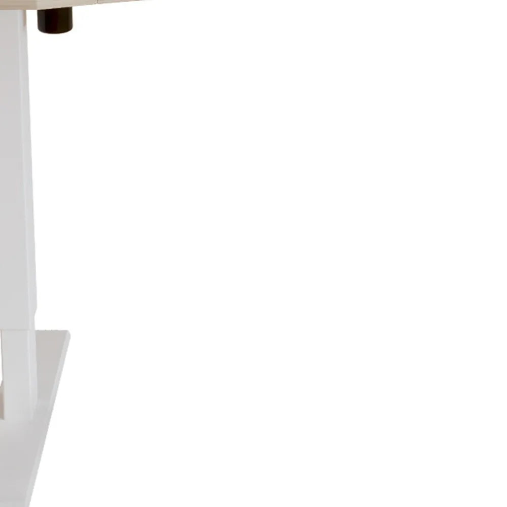 Adjustable Computer Desk HMS 55 – Light Khaki/White, Modern, Ergonomic Workspace