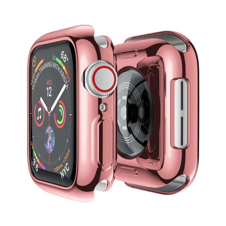 Silicone Bumper Case & Screen Protector for Apple Watch – 44mm/40mm/45mm/41mm/42mm/38mm, iWatch Series 3–9, SE, Non-Slip Guard